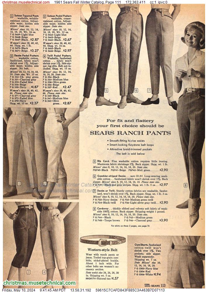 1961 Sears Fall Winter Catalog, Page 111