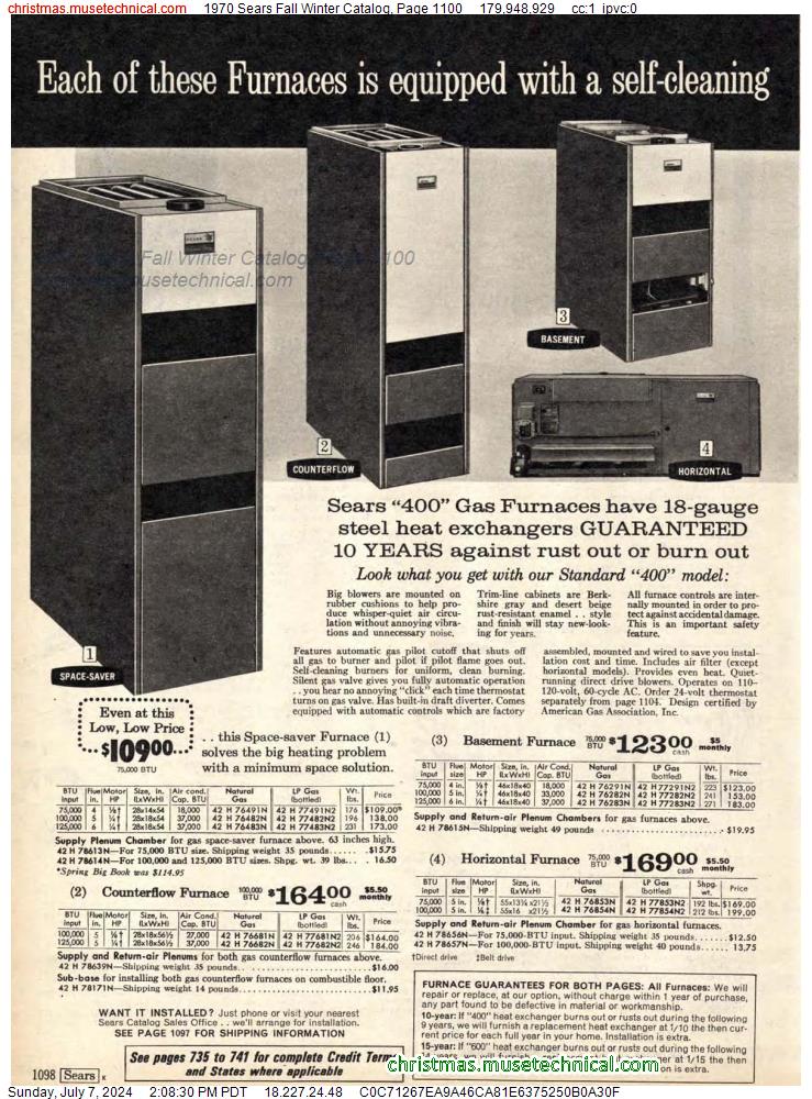 1970 Sears Fall Winter Catalog, Page 1100