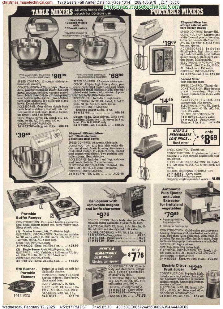 1976 Sears Fall Winter Catalog, Page 1014