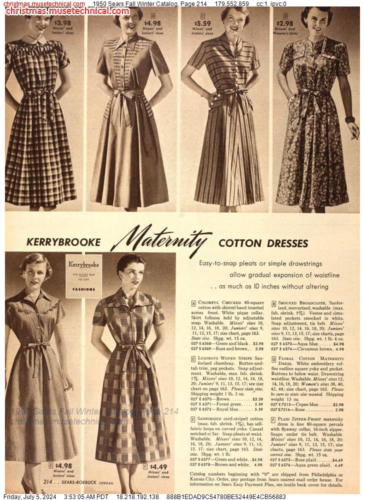 1950 Sears Fall Winter Catalog, Page 214