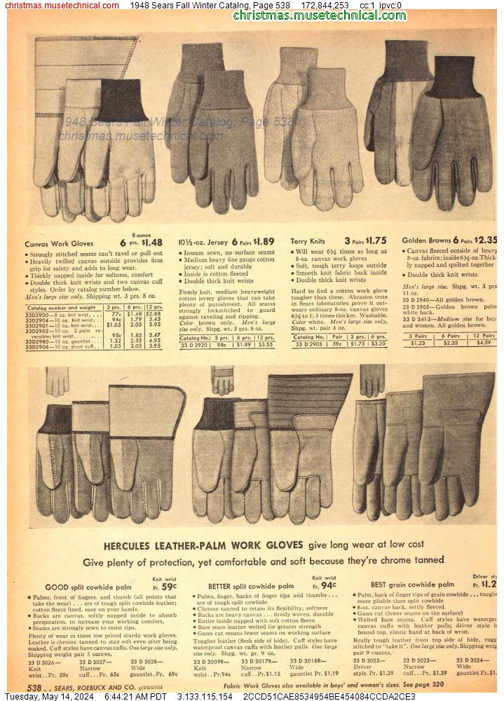 1948 Sears Fall Winter Catalog, Page 538