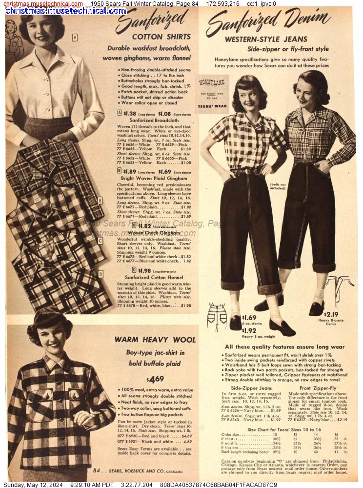 1950 Sears Fall Winter Catalog, Page 84