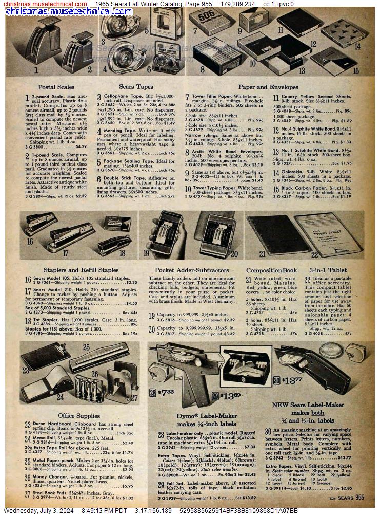 1965 Sears Fall Winter Catalog, Page 955