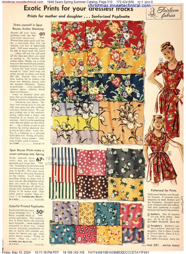 1946 Sears Spring Summer Catalog, Page 310