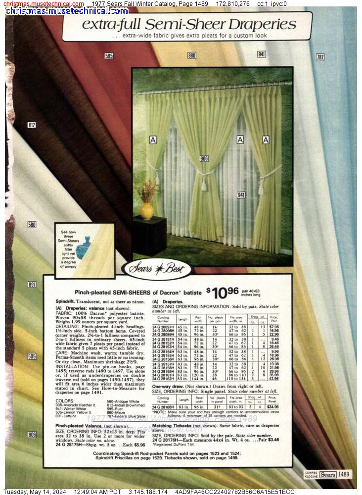 1977 Sears Fall Winter Catalog, Page 1489