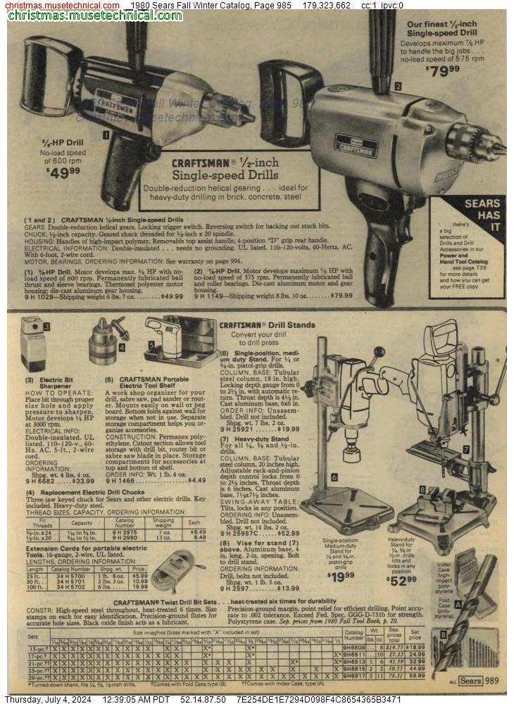 1980 Sears Fall Winter Catalog, Page 985