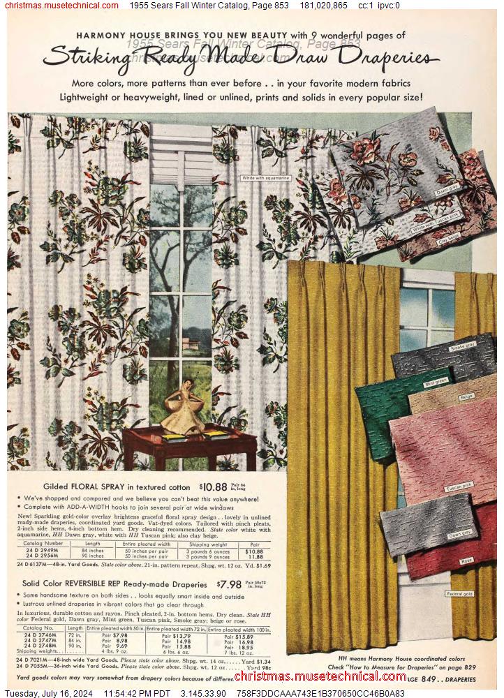 1955 Sears Fall Winter Catalog, Page 853