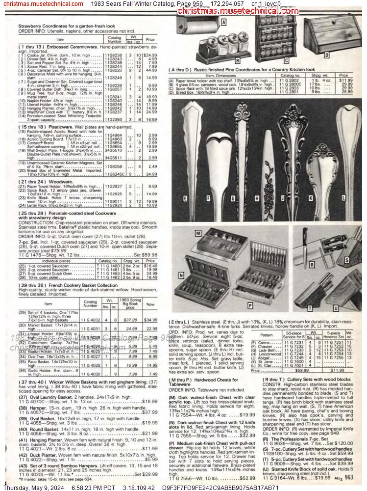 1983 Sears Fall Winter Catalog, Page 959