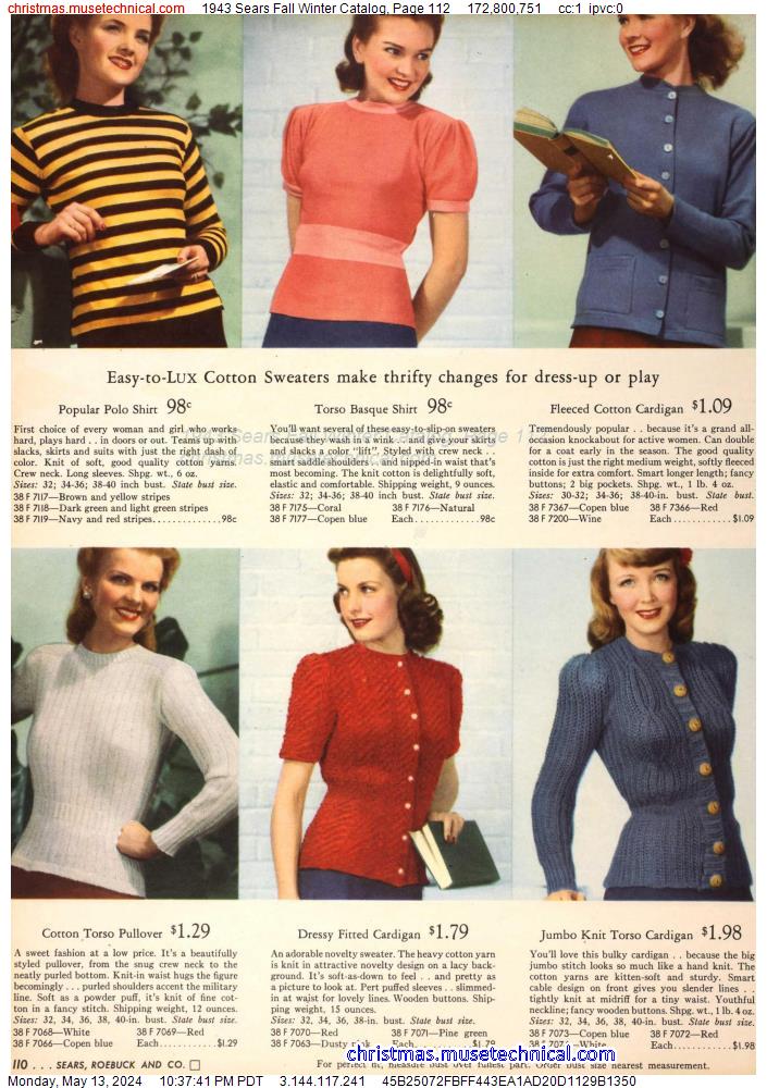 1943 Sears Fall Winter Catalog, Page 112