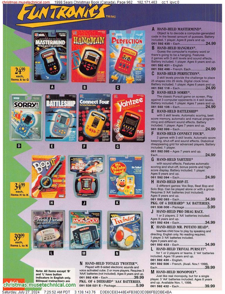1998 Sears Christmas Book (Canada), Page 962