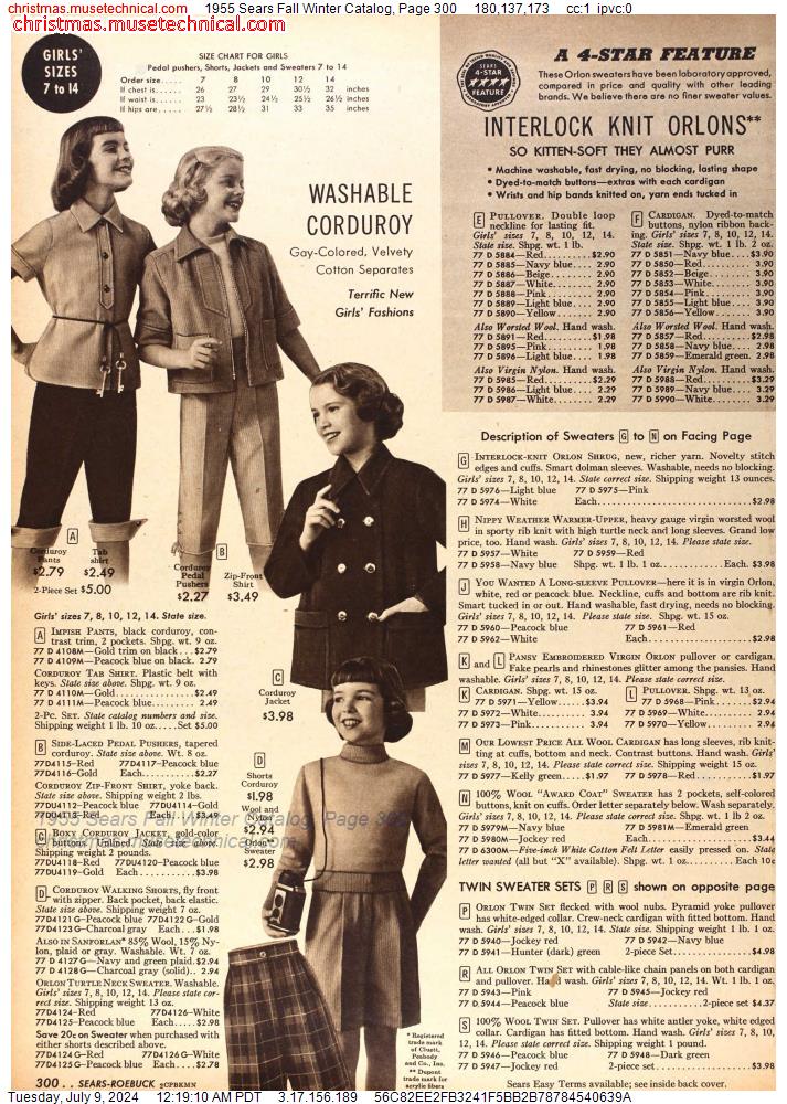 1955 Sears Fall Winter Catalog, Page 300