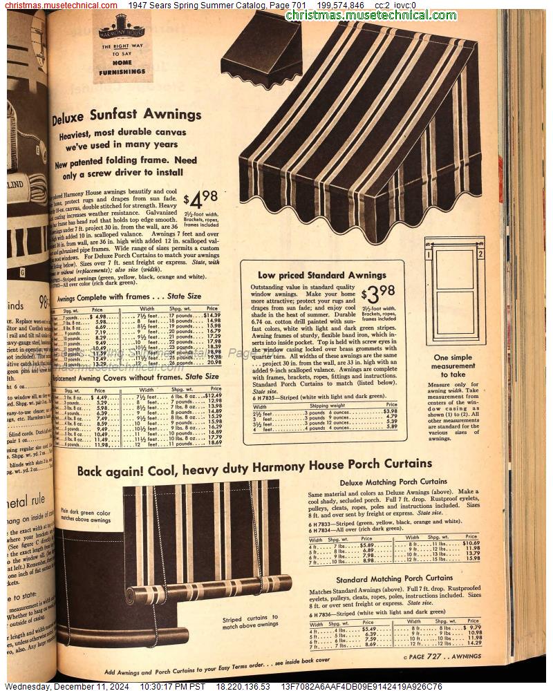 1947 Sears Spring Summer Catalog, Page 701