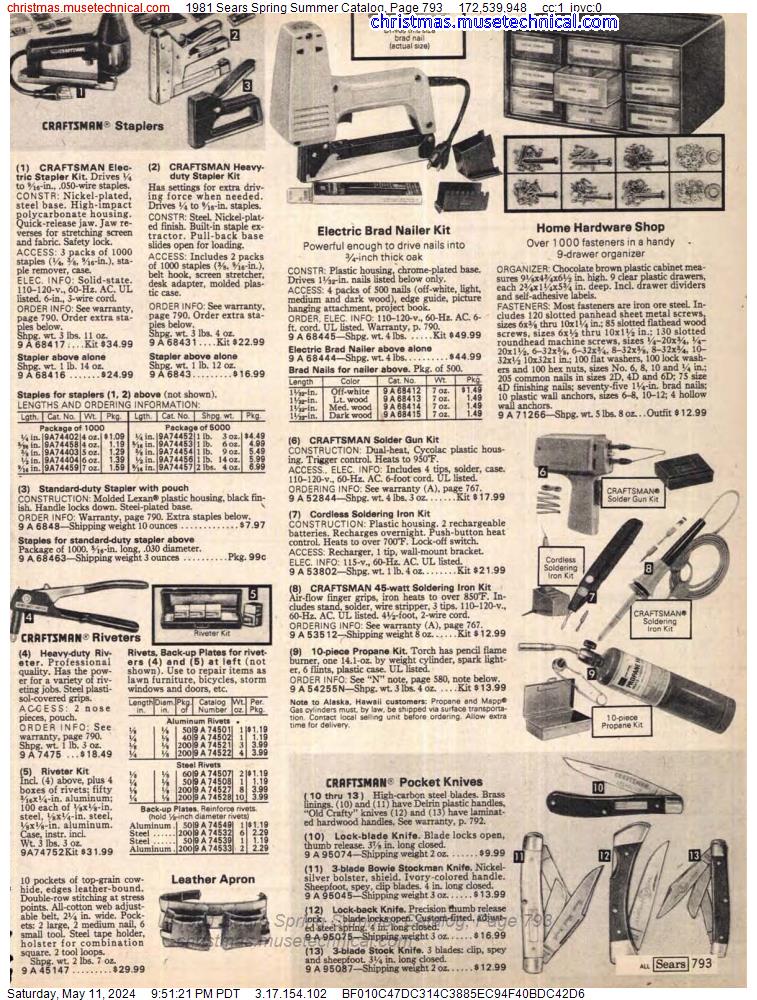 1981 Sears Spring Summer Catalog, Page 793