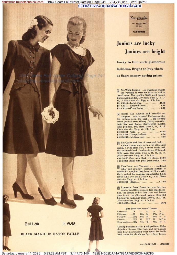 1947 Sears Fall Winter Catalog, Page 241