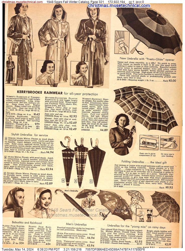 1948 Sears Fall Winter Catalog, Page 321