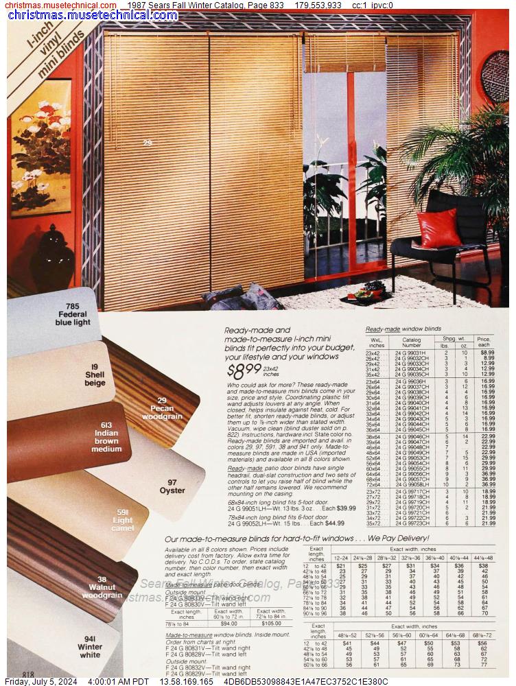 1987 Sears Fall Winter Catalog, Page 833