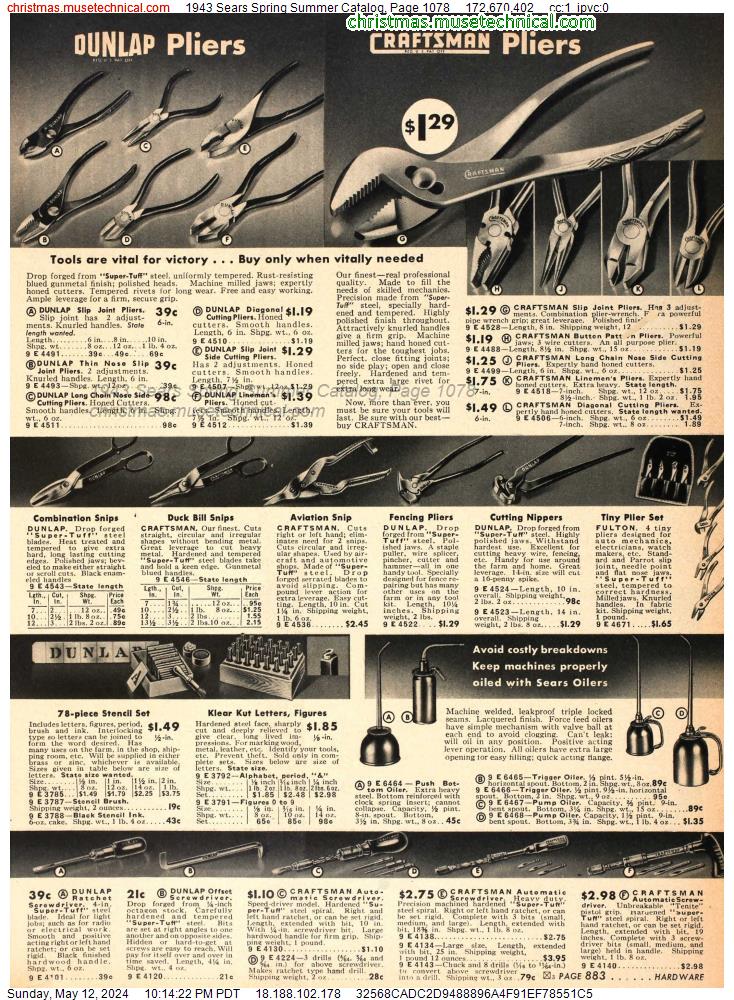 1943 Sears Spring Summer Catalog, Page 1078