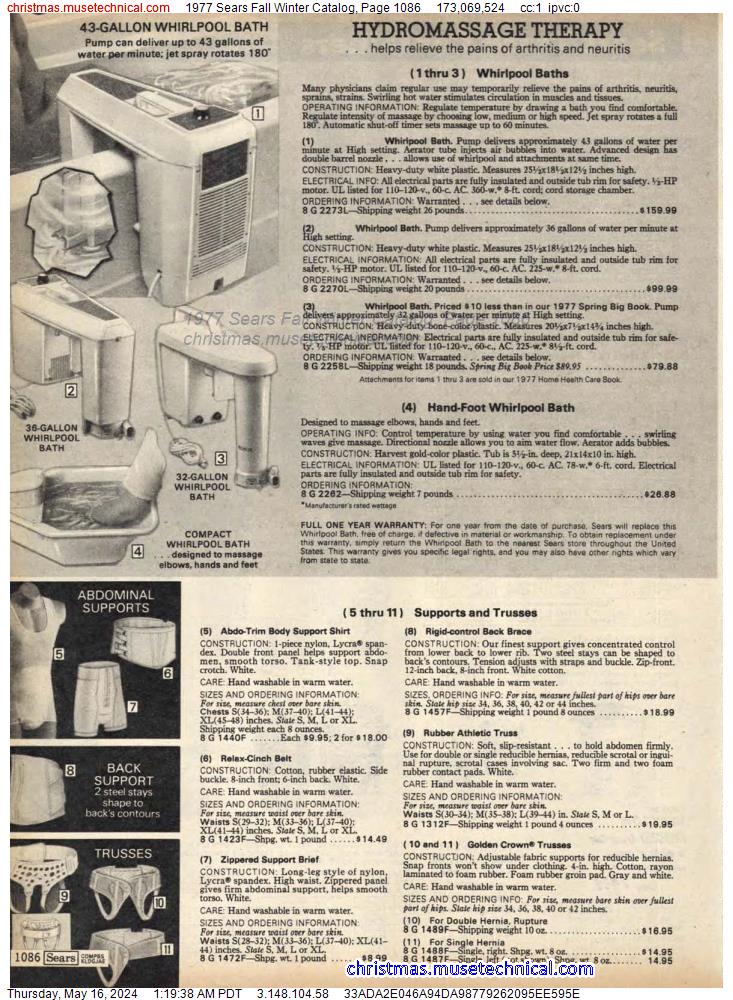 1977 Sears Fall Winter Catalog, Page 1086