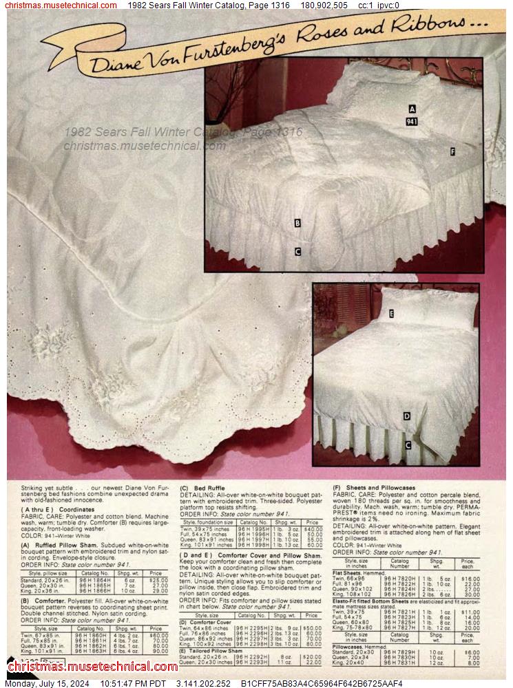 1982 Sears Fall Winter Catalog, Page 1316