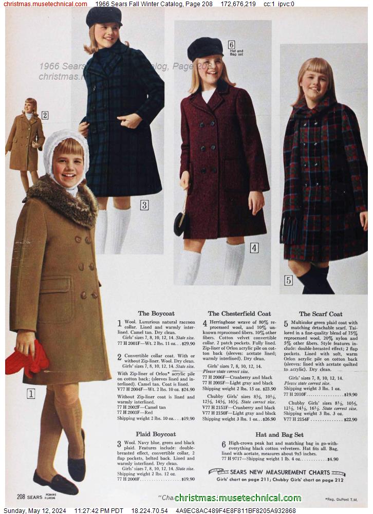 1966 Sears Fall Winter Catalog, Page 208