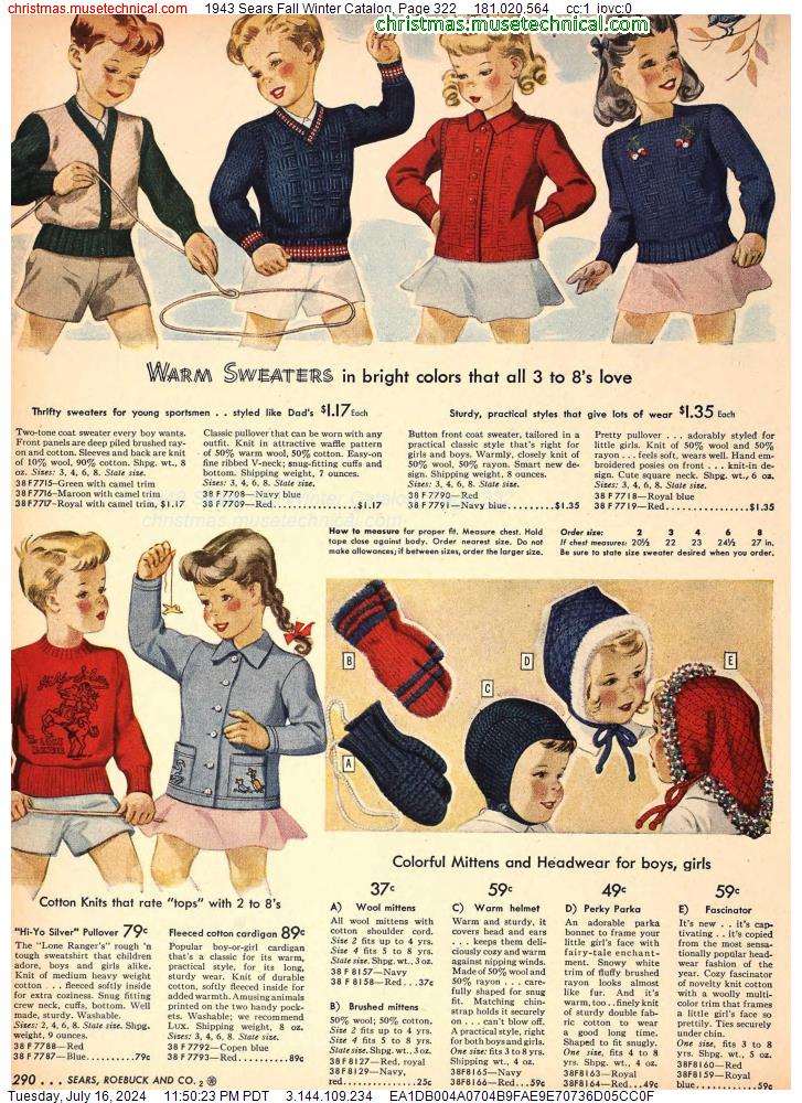 1943 Sears Fall Winter Catalog, Page 322