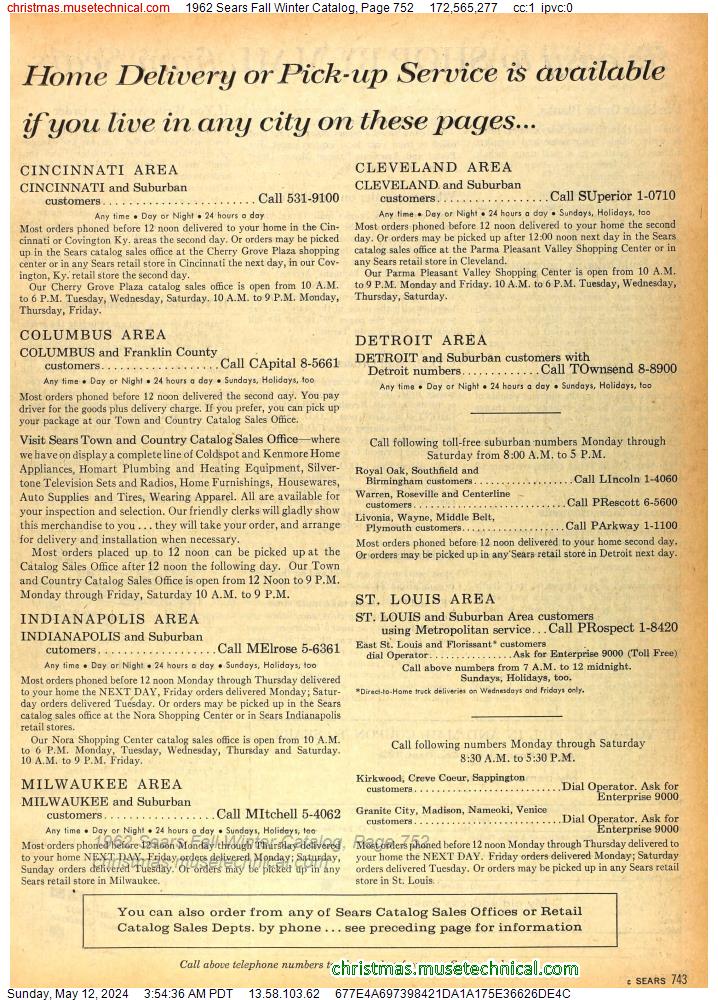 1962 Sears Fall Winter Catalog, Page 752