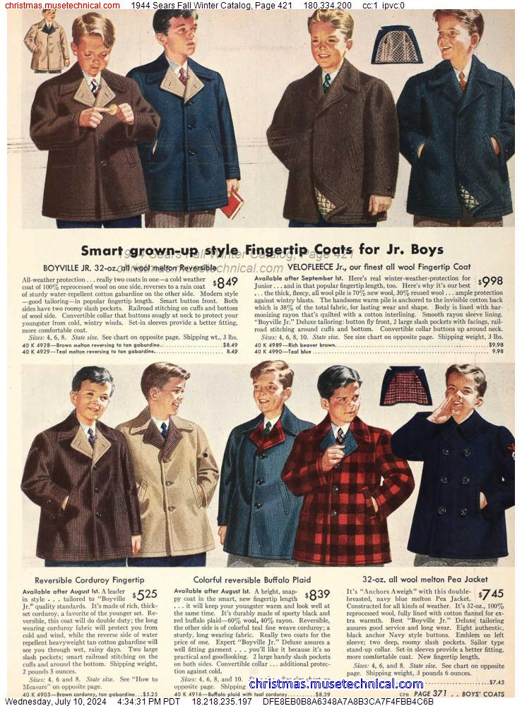 1944 Sears Fall Winter Catalog, Page 421