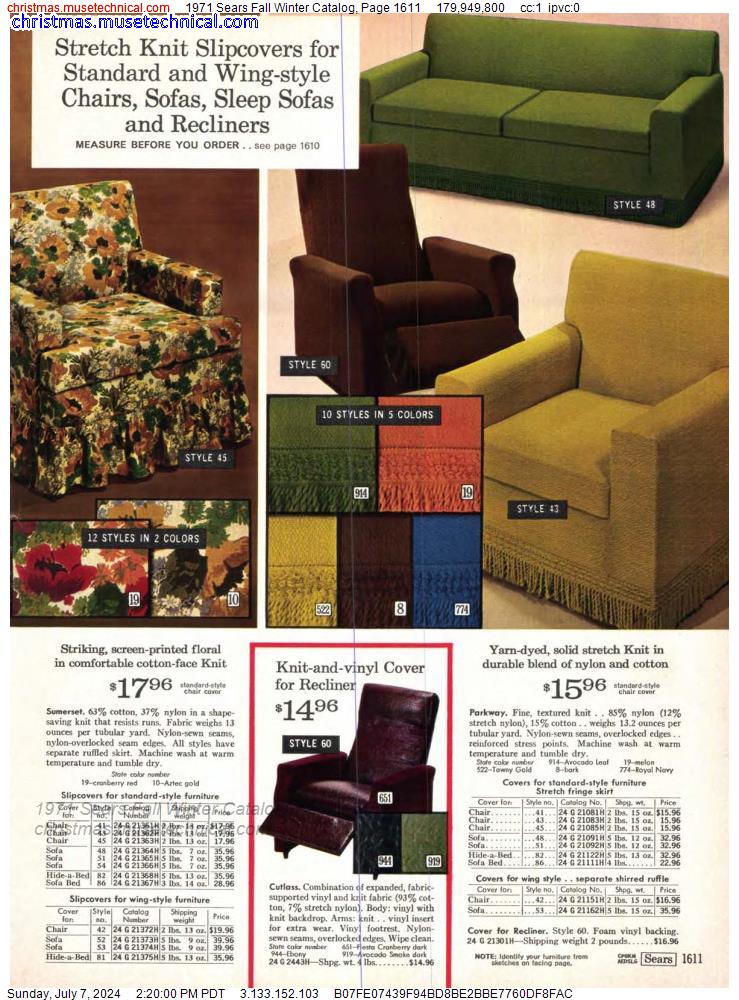 1971 Sears Fall Winter Catalog, Page 1611