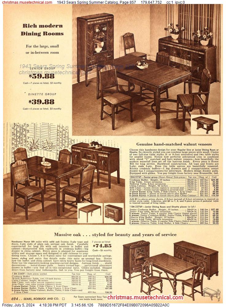 1943 Sears Spring Summer Catalog, Page 857