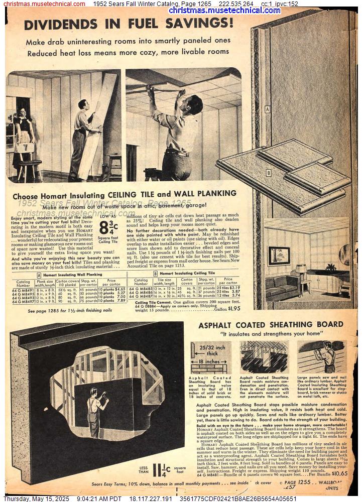 1952 Sears Fall Winter Catalog, Page 1265