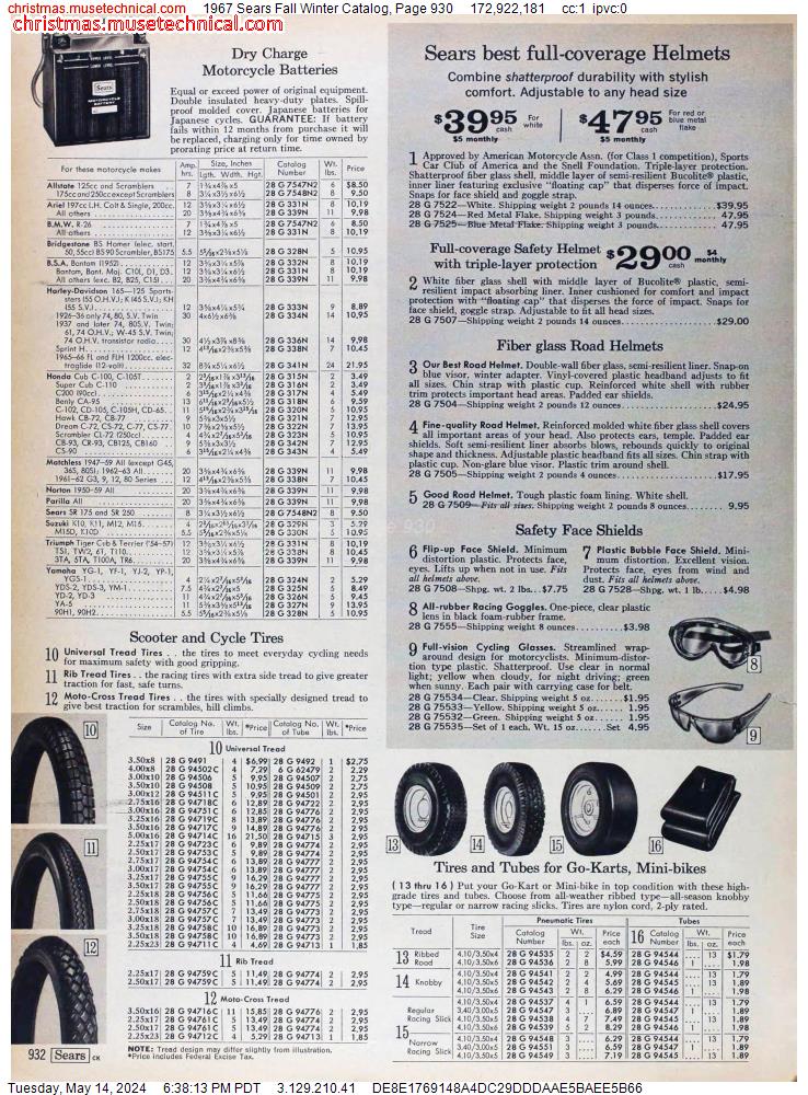 1967 Sears Fall Winter Catalog, Page 930