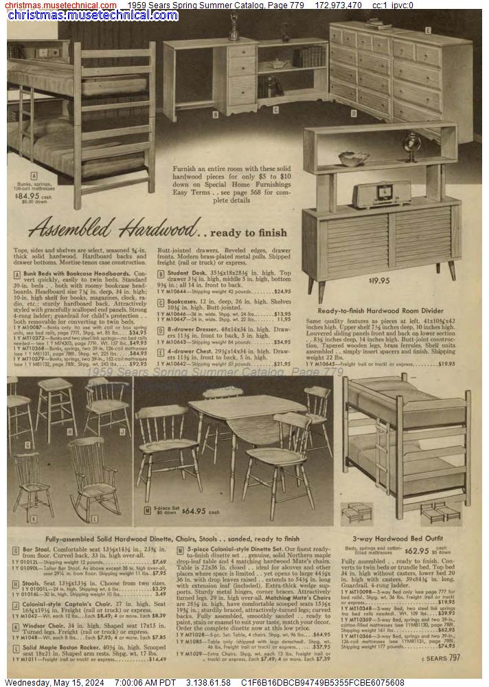 1959 Sears Spring Summer Catalog, Page 779