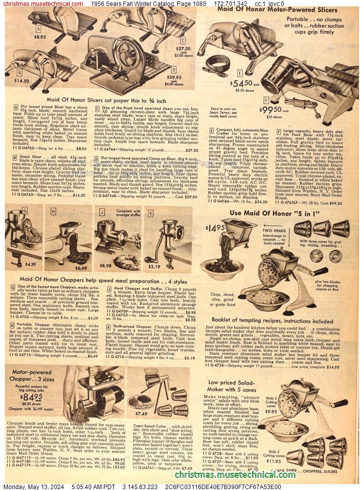 1956 Sears Fall Winter Catalog, Page 1085