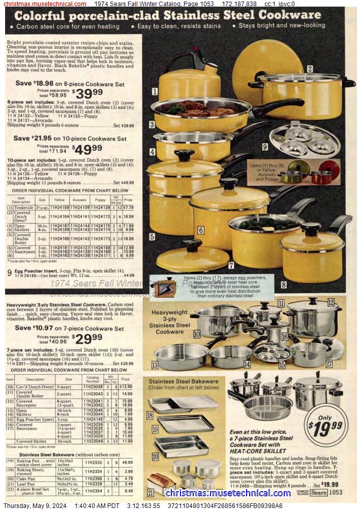 1974 Sears Fall Winter Catalog, Page 1053