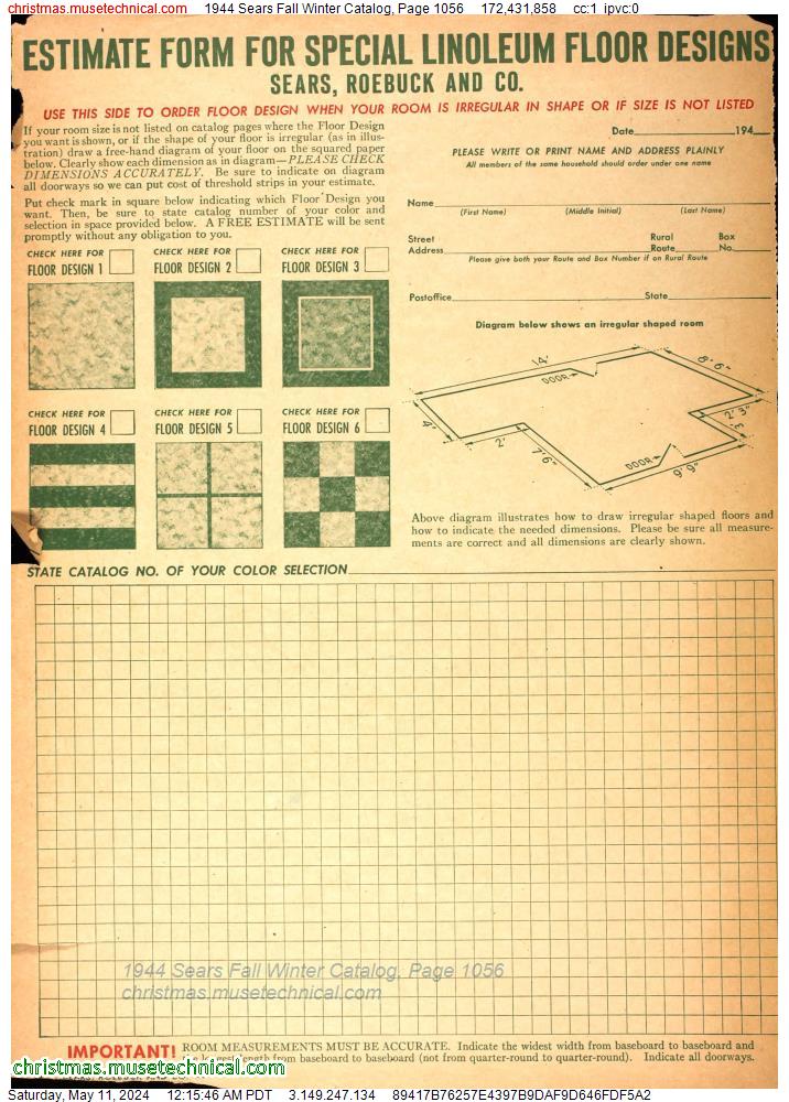 1944 Sears Fall Winter Catalog, Page 1056