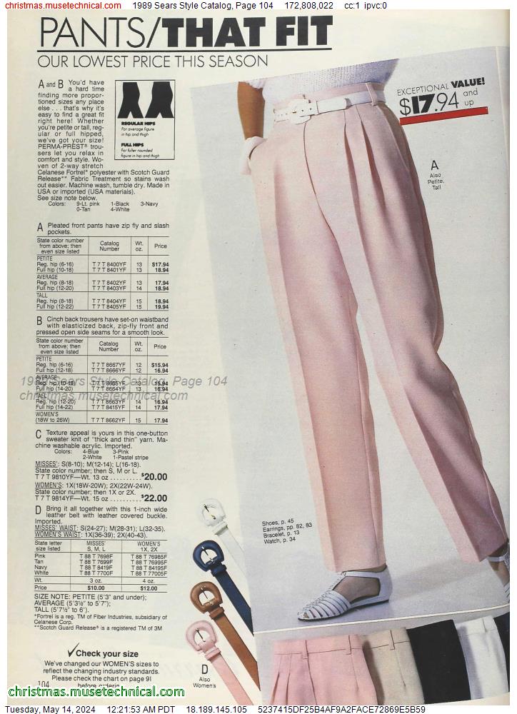 1989 Sears Style Catalog, Page 104
