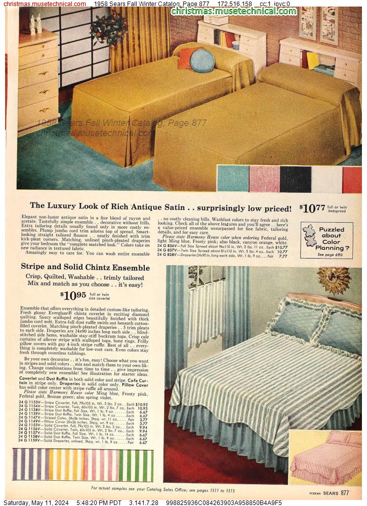 1958 Sears Fall Winter Catalog, Page 877