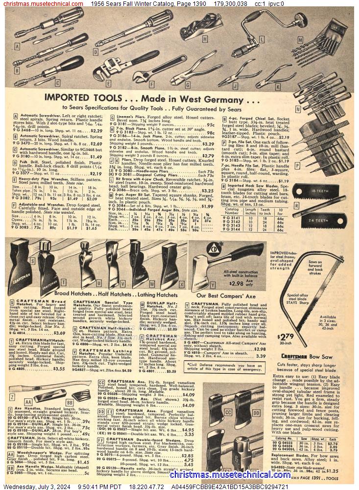 1956 Sears Fall Winter Catalog, Page 1390
