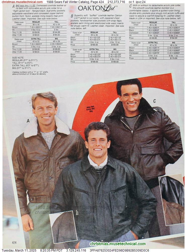 1988 Sears Fall Winter Catalog, Page 424