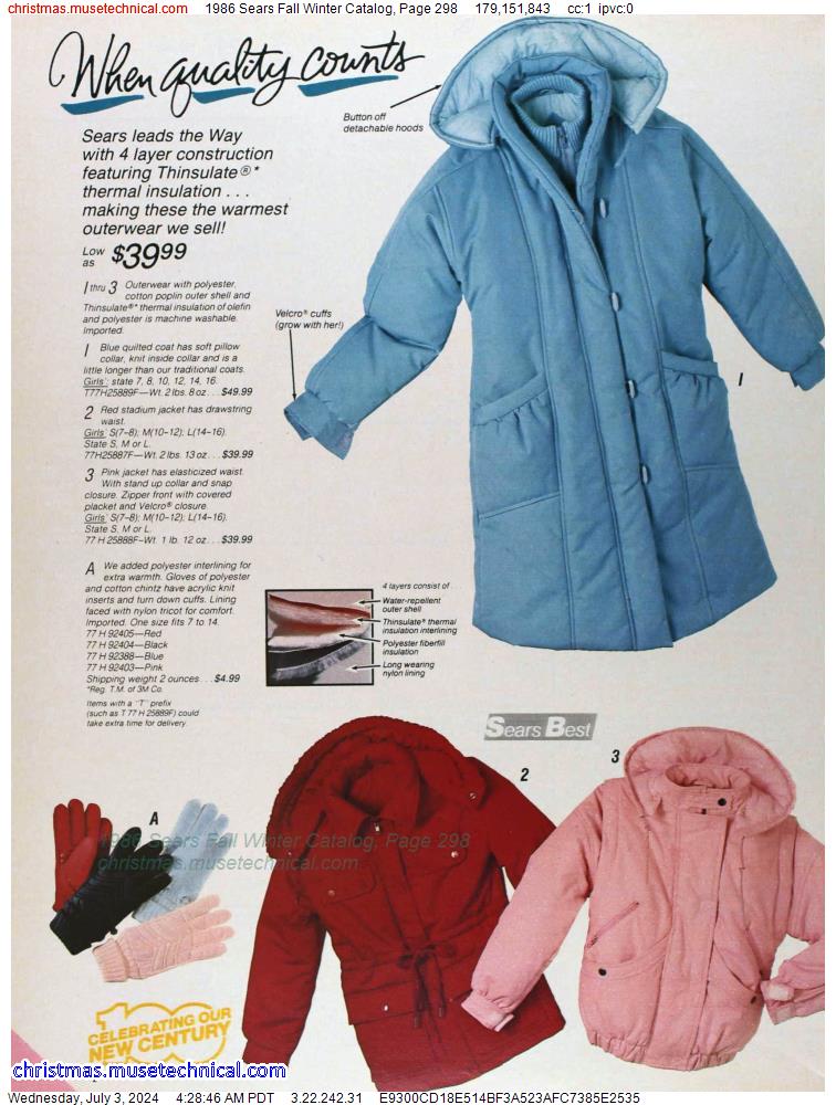 1986 Sears Fall Winter Catalog, Page 298