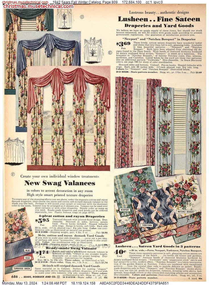 1942 Sears Fall Winter Catalog, Page 809