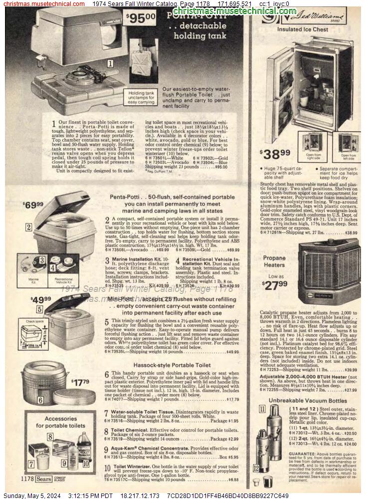 1974 Sears Fall Winter Catalog, Page 1178
