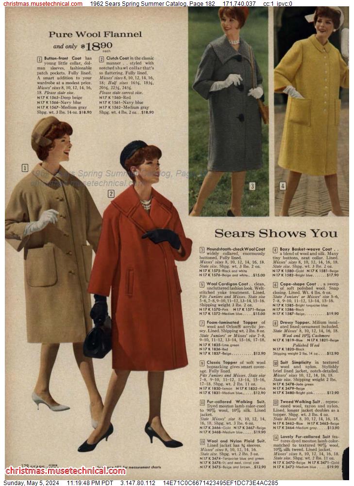 1962 Sears Spring Summer Catalog, Page 182