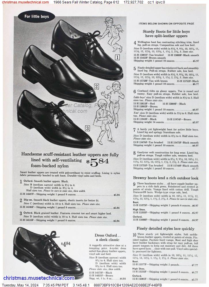 1966 Sears Fall Winter Catalog, Page 612