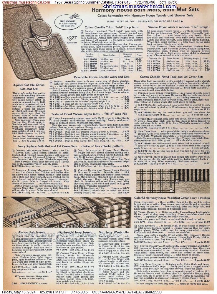 1957 Sears Spring Summer Catalog, Page 645