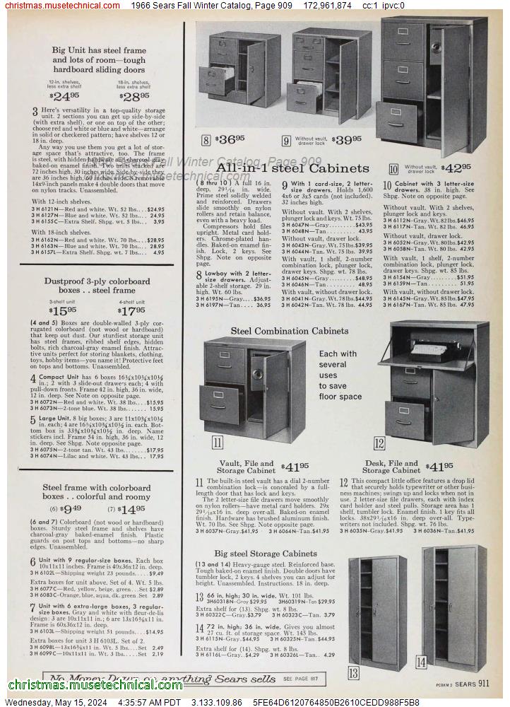 1966 Sears Fall Winter Catalog, Page 909