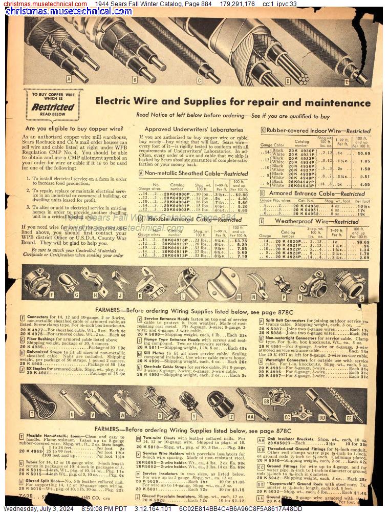 1944 Sears Fall Winter Catalog, Page 884