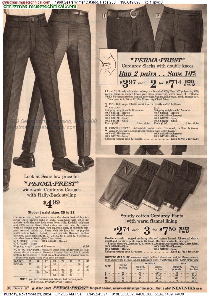 1969 Sears Winter Catalog, Page 200