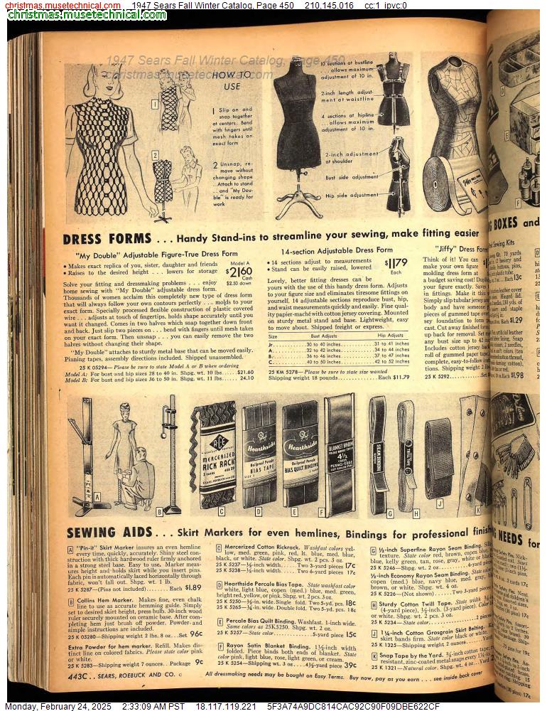 1947 Sears Fall Winter Catalog, Page 450