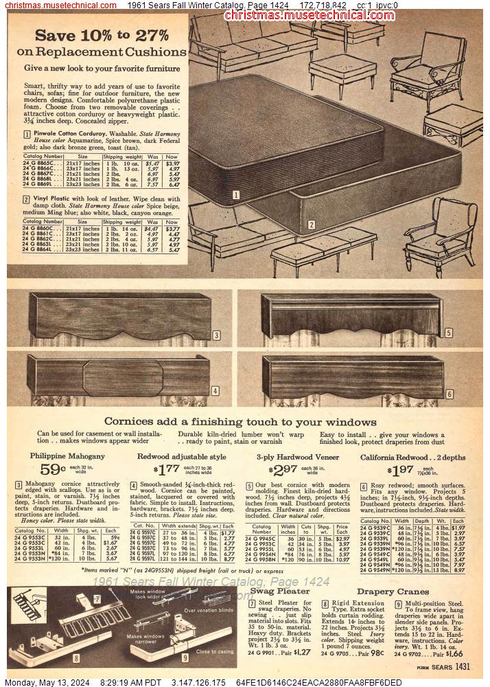 1961 Sears Fall Winter Catalog, Page 1424